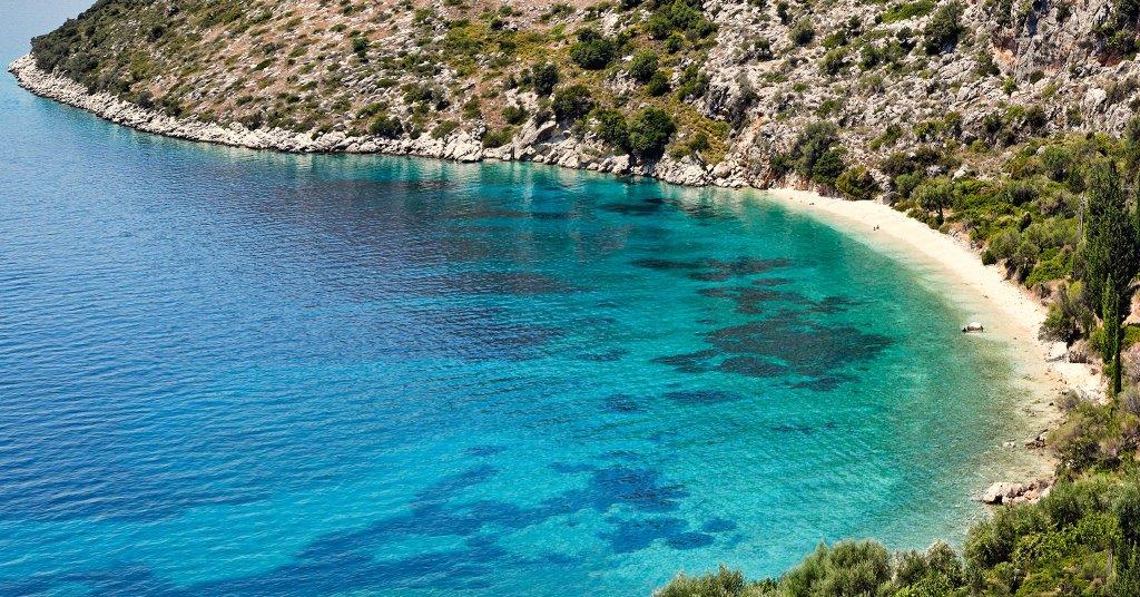 photo of a sea and a mountain in lefkada